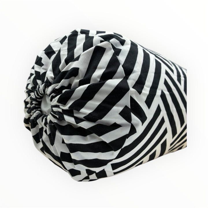 Black and White Basket Weave Pillow Cover with stripes