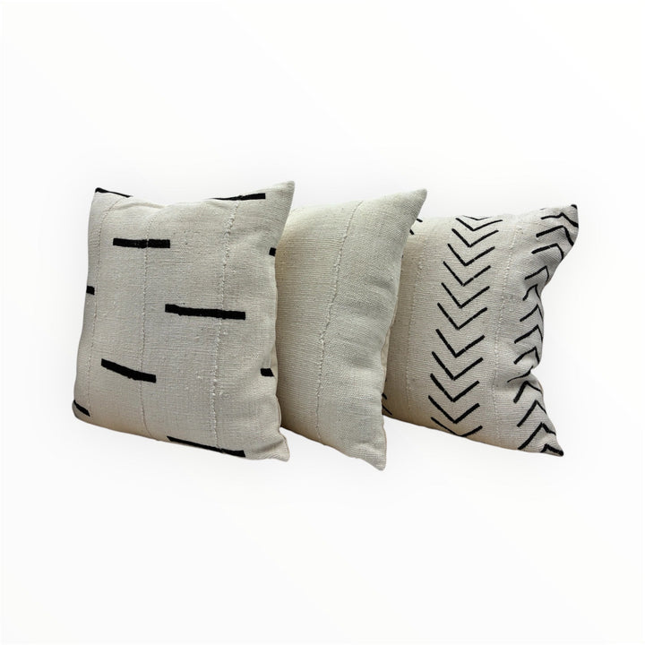 Set of African mud cloth pillow covers in neutral tones