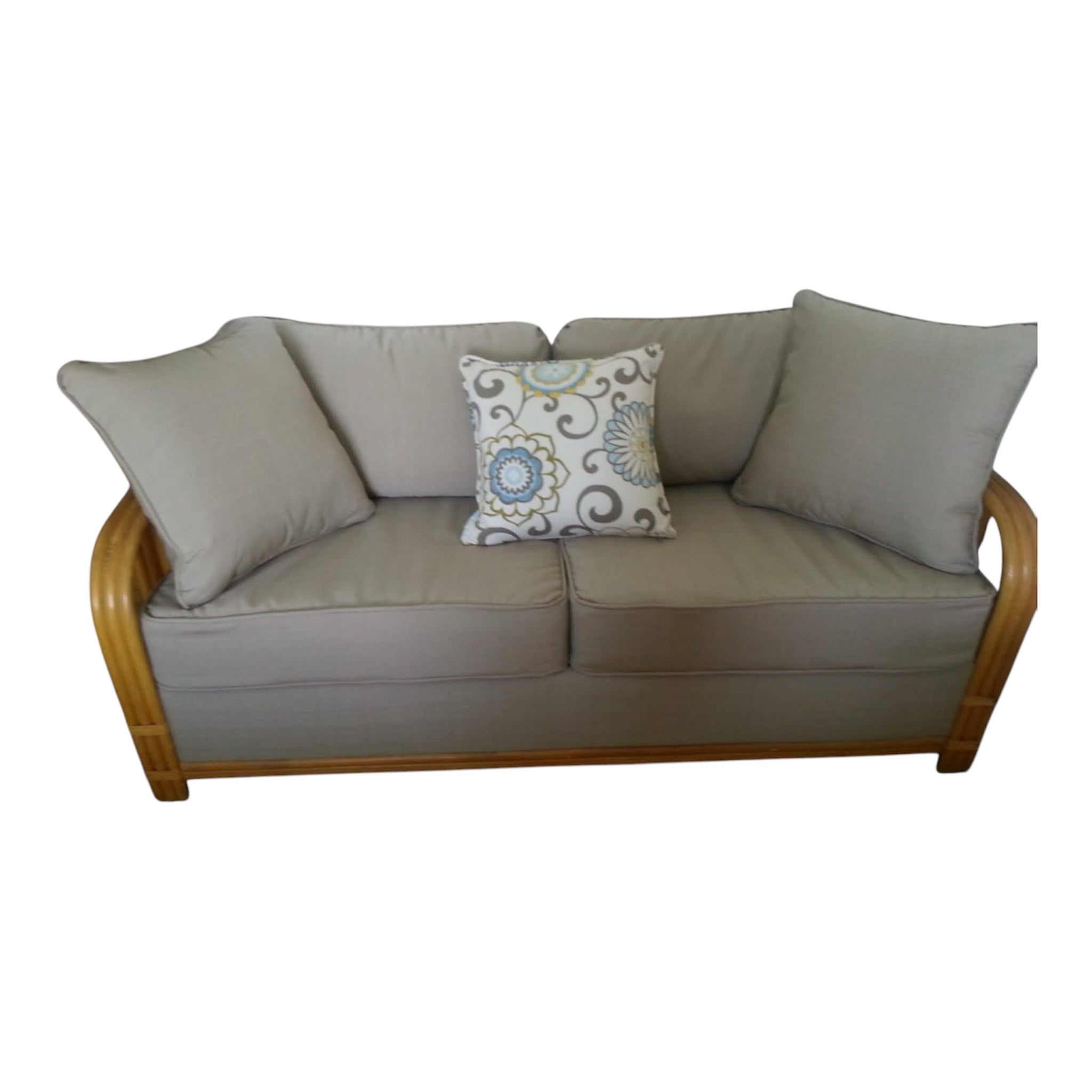 Grey sofa with Pom Pom Swirly Pillow Cover
