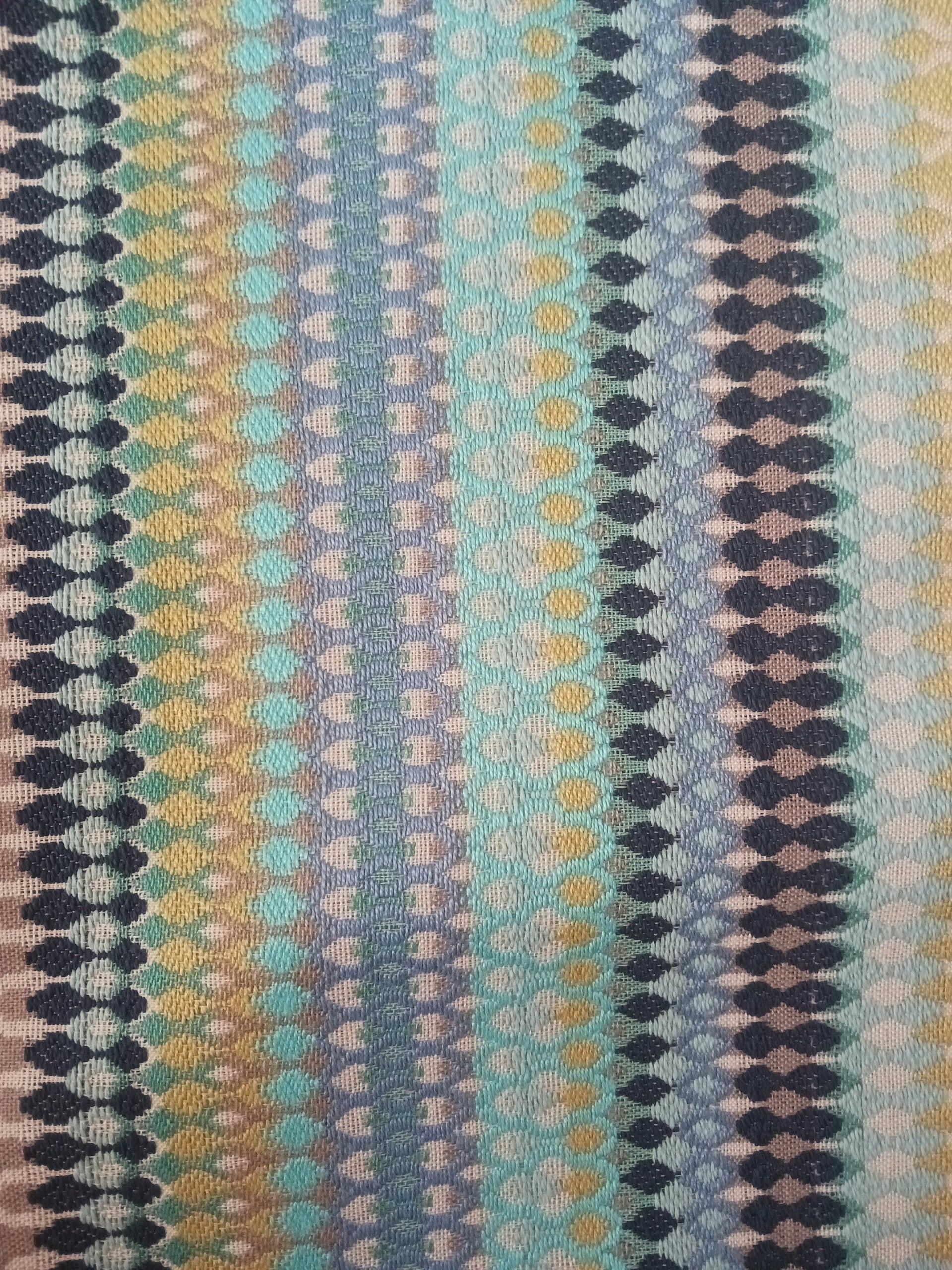 The Madison Collections: RainbowThis pillow cover is constructed from medium weight poly blend and features a rainbow of colors, turquoise, navy, yellow, taupe and cream.  Recommended for indoor usPillowMadison Collections