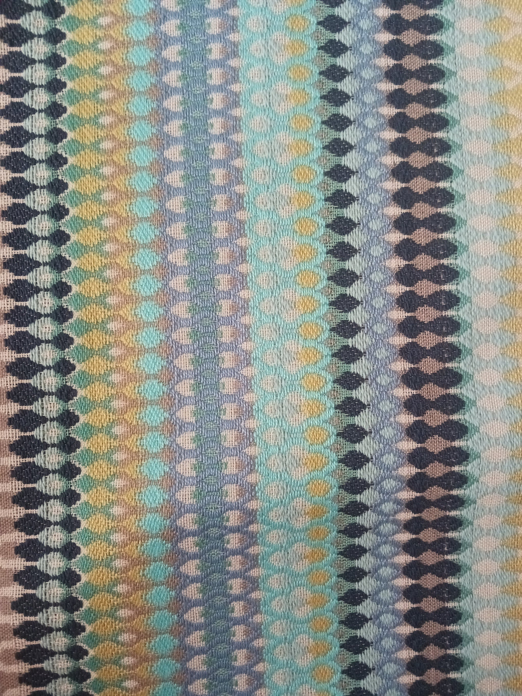 The Madison Collections: RainbowThis pillow cover is constructed from medium weight poly blend and features a rainbow of colors, turquoise, navy, yellow, taupe and cream.  Recommended for indoor usPillowMadison Collections